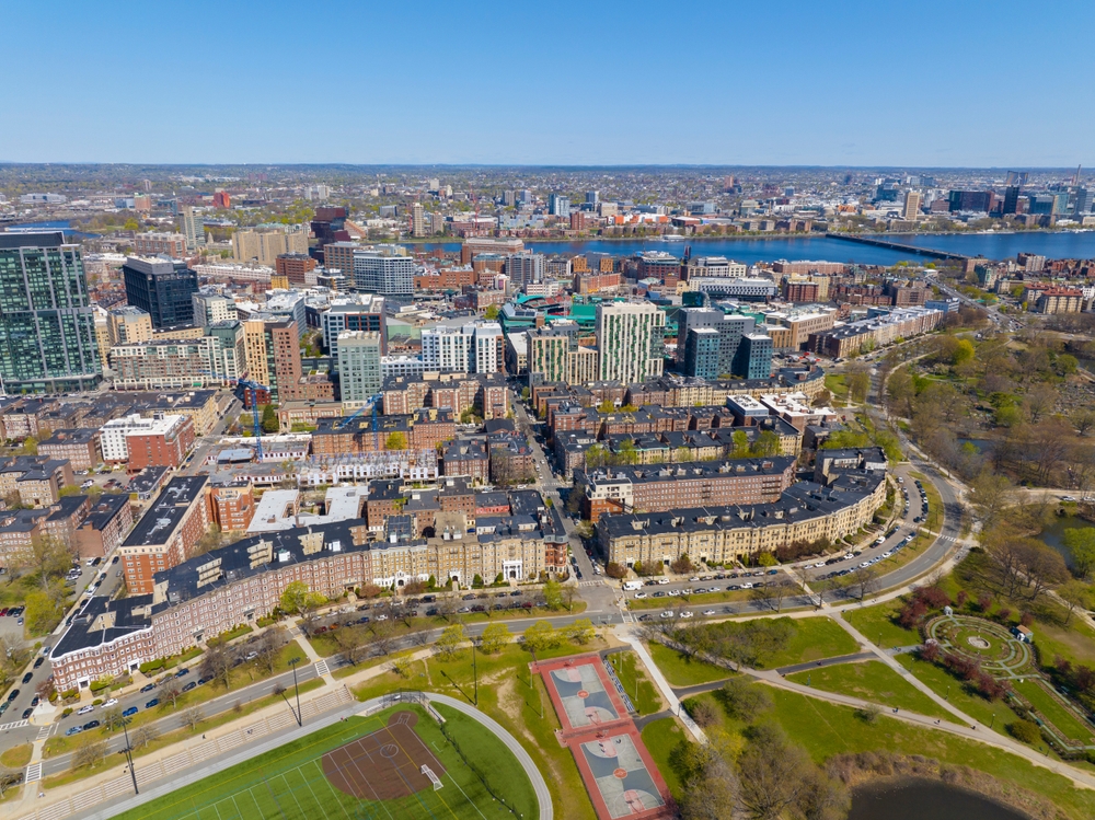 Boston, Fenway, quartiere, moderno, città, skyline, e, Collana di Smeraldi, conservazione