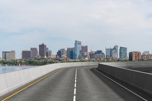 Empty,Urban,Asphalt,Road,Exterior,With,City,Buildings,Background.,New