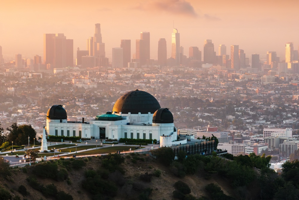 Aerial,View,Of,Los,Angeles,City,From,Griffith,Observatory,,California.