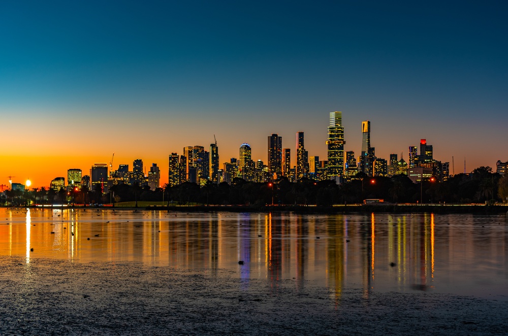 Albert,Park,Melbourne,Skyline,Reflections