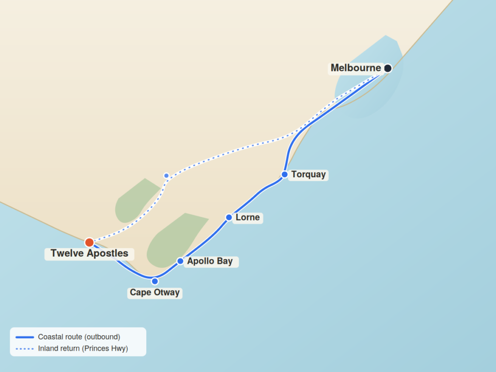 carte-de-l’itinéraire-de-la-Great-Ocean-Road