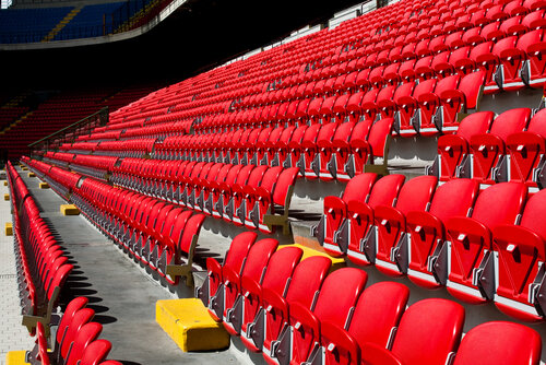 Empty,Seats,On,Soccer,Stadium,San,Siro,In,Milan,,Italy