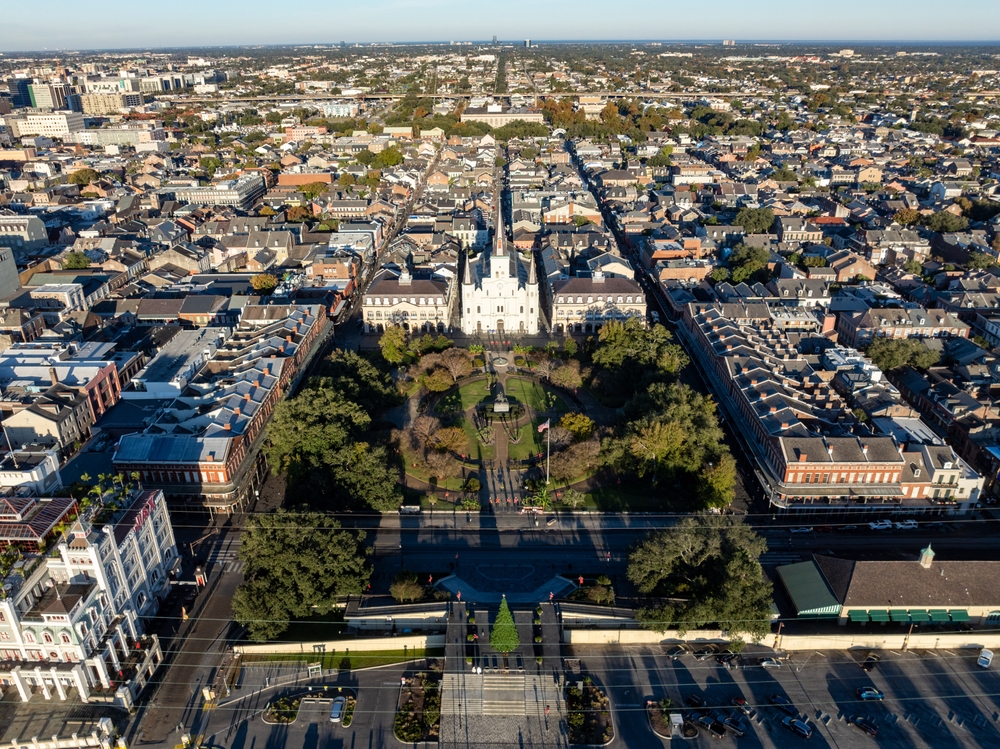 Aerial,View,Of,Jackson,Square,With,Saint,Louis,Cathedral,Church