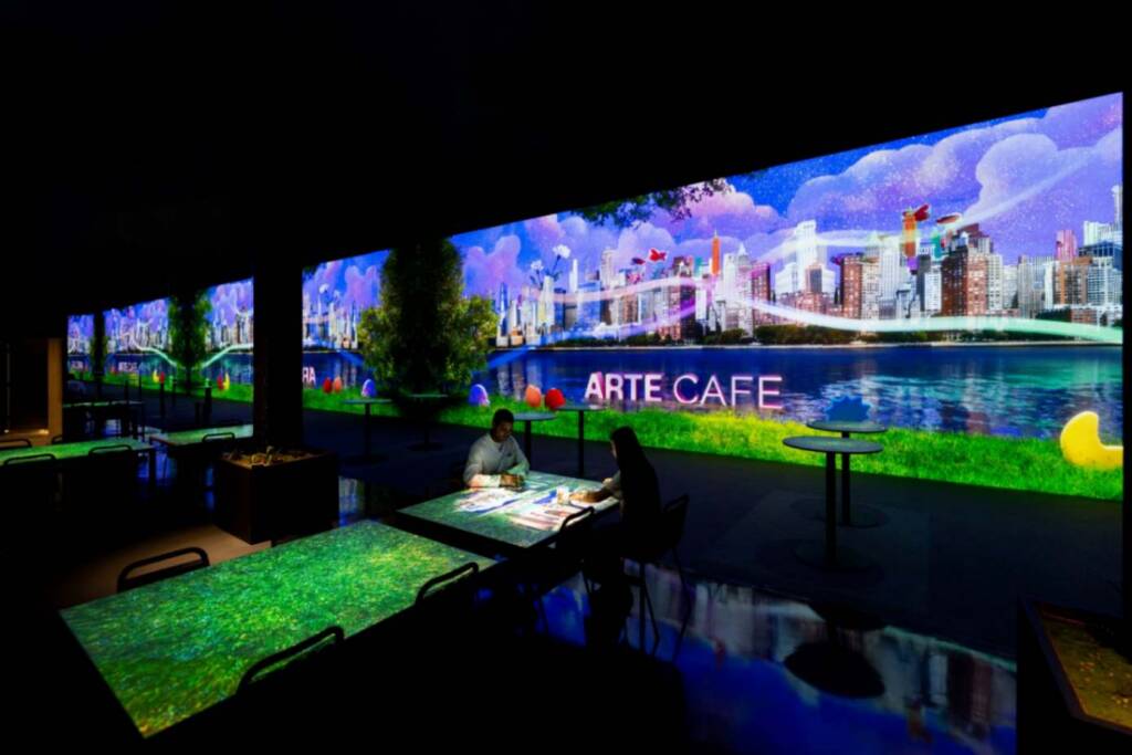 Interactive tables at Arte Cafe, Arte Museum New York