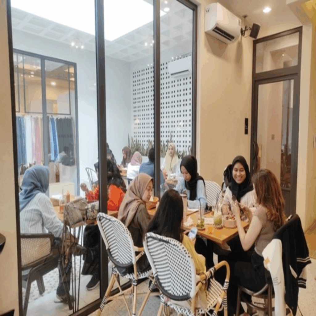 Illustration of people at a café