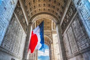 Arc,De,Triomphe,French,Flag,Paris,France.,Completed,In,1836