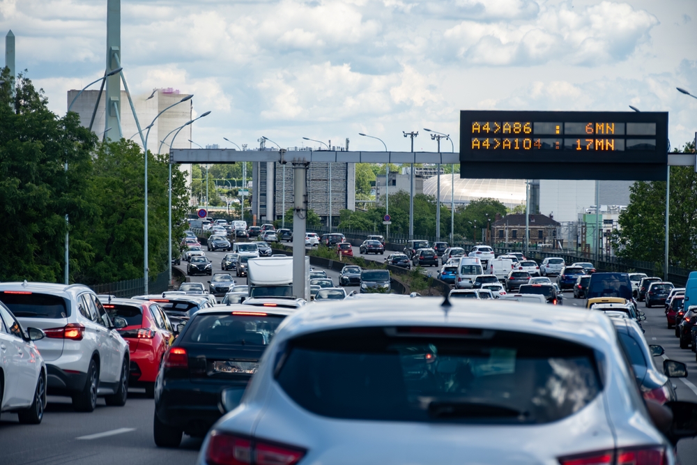 Driving,In,Heavy,Summer,Traffic,On,Ring,Road,Of,Capital