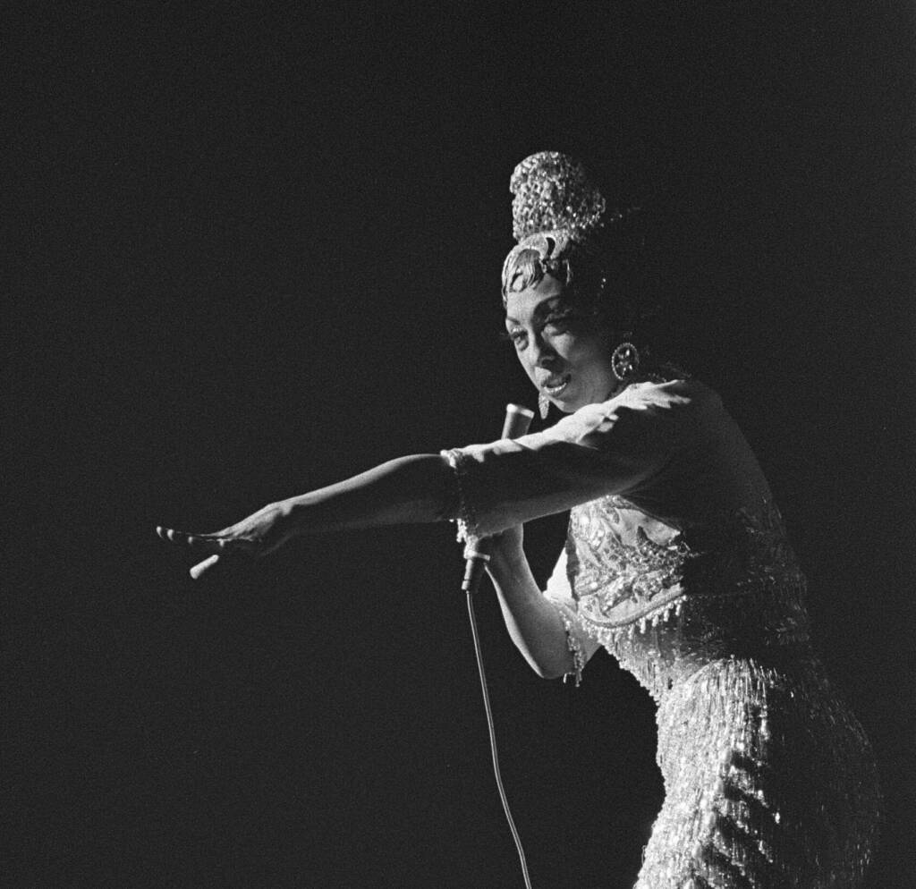 Joséphine Baker on stage in Amsterdam, 1960
