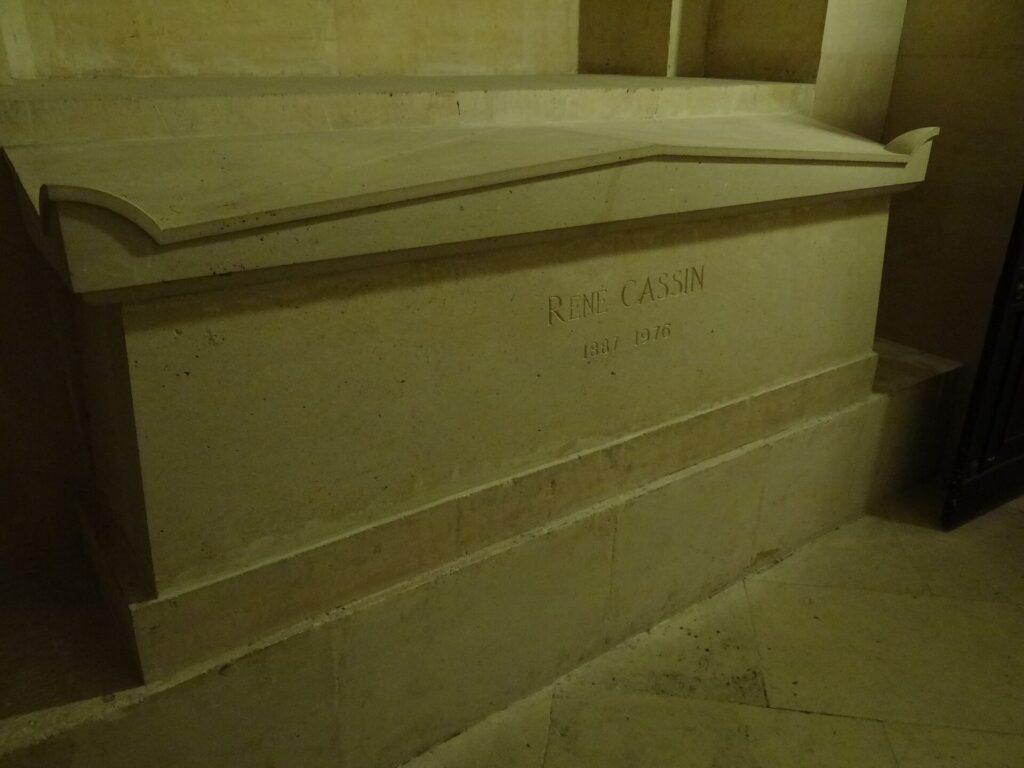The tomb of René Cassin in the Panthéon crypt