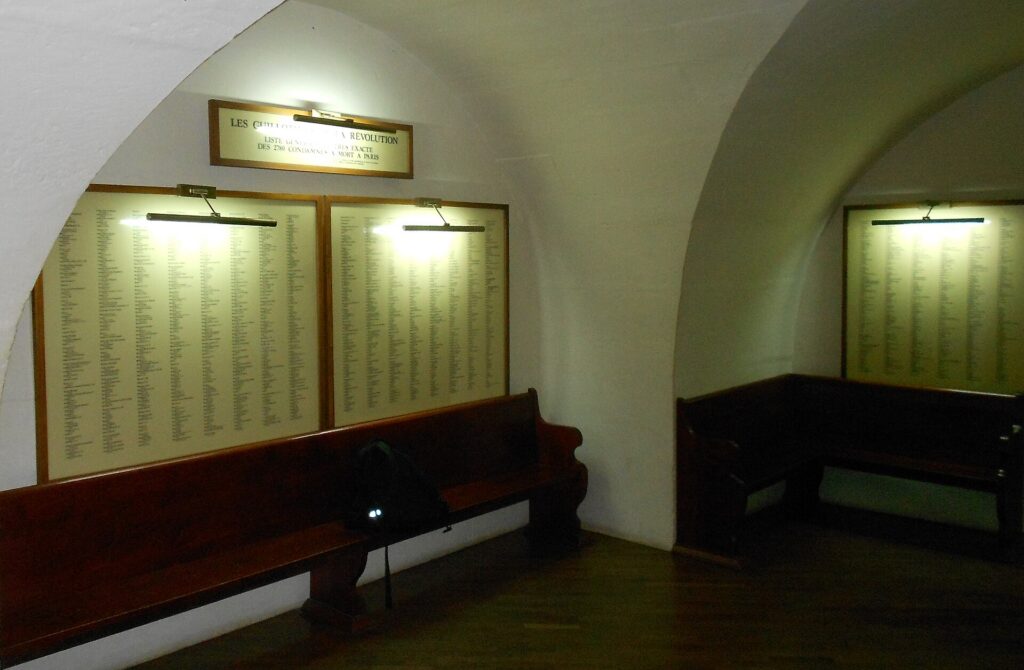 Names of prisoners of the Revolutionary Tribunal in the Conciergerie