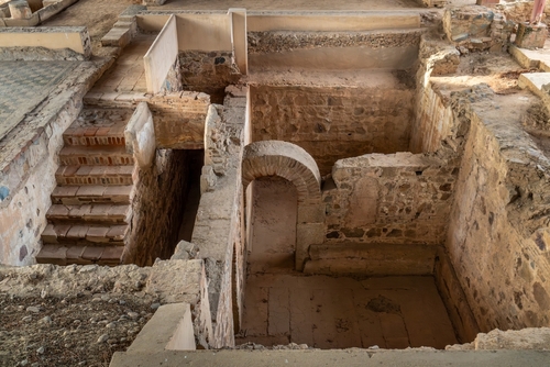 Early Christian frescoes in a Roman catacomb