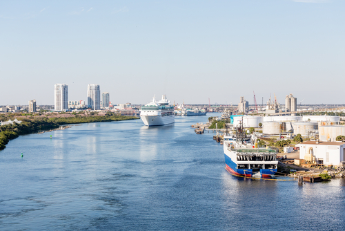 Cruzeiro, Navio, Partindo, Baía de Tampa, Área Industrial
