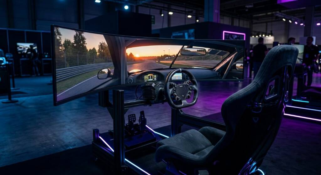 Racing simulators in the exhibition area at the Madring Circuit