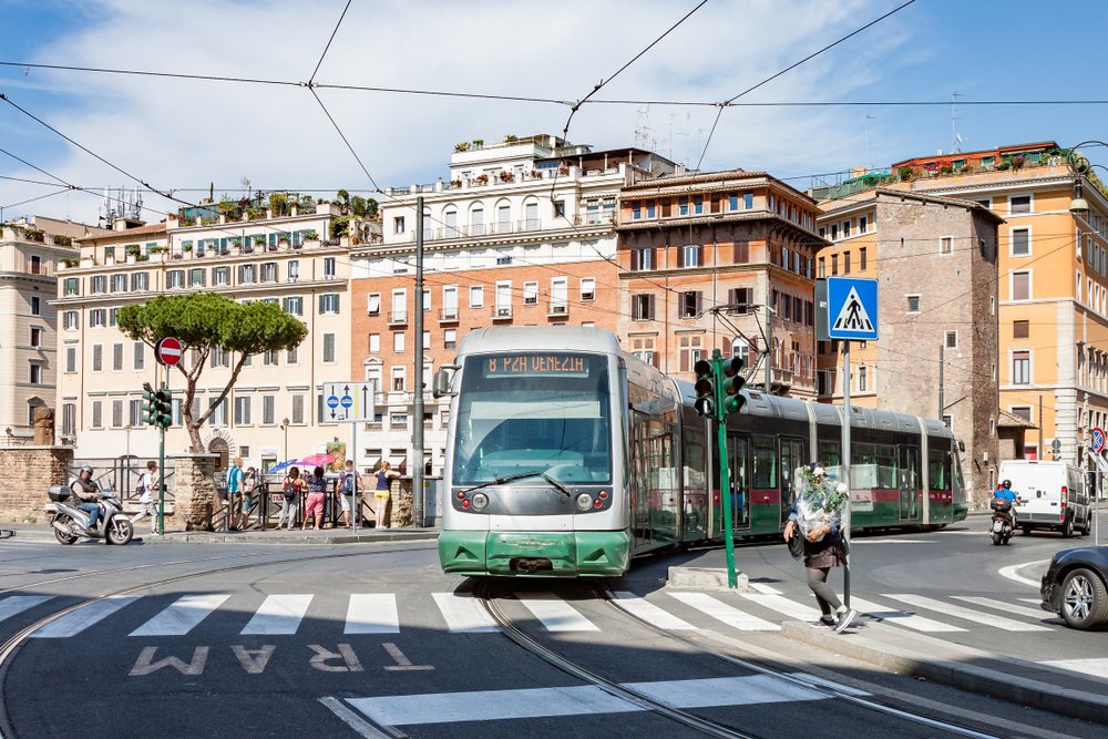 A tram on Rome's Line 19 route
