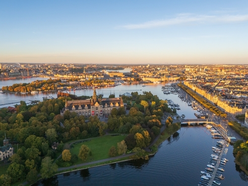 Aerial,View,Of,Stockholm,,Sweden,,With,Djurgården,,Östermalm,,Strandvägen,And
